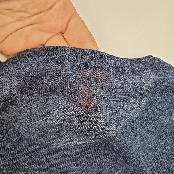 Pure J. Jill Womens Navy Blue Linen Blend Blouse Top Size L Floral Short Sleeve - Picture 16 of 16